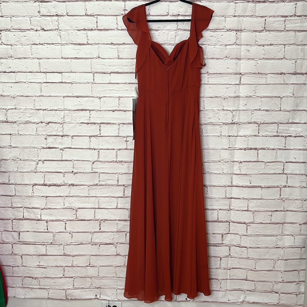 Mori Lee Madeline Gardner Chiffon Off Shoulder Ruffled Gown in Cinnamon … - Picture 7 of 14
